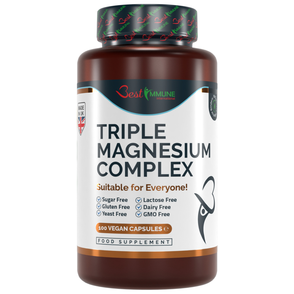 Advanced Triple Magnesium Complex Ideal Strength Magnesium Citrate, L-ascorbate & Oxide 100 Vegan Capsules Natural Product Highest Bioavailability