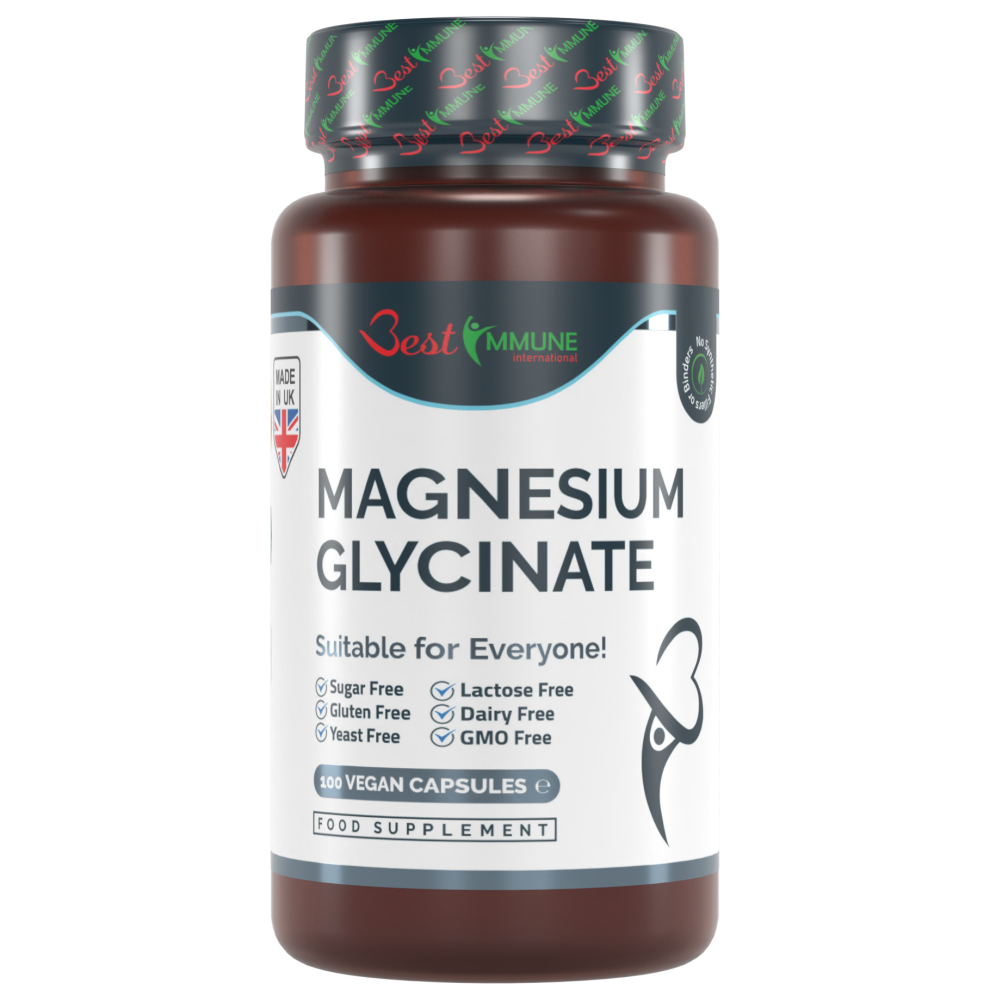 Natural Magnesium Glycinate 500mg Premium Quality Ideal Strength 100 Vegan Capsules Highest Bioavailability