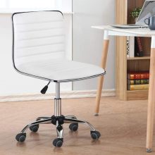 Office Chair Armless Faux Leather Swivel Wheels and Height Adjustable