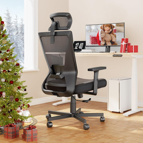 Black Office Chair Adjustable with Headrest