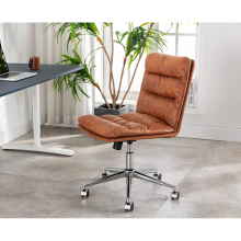 Leather Office Chair Swivel Desk Chair with Thick Cushion ArmlesS