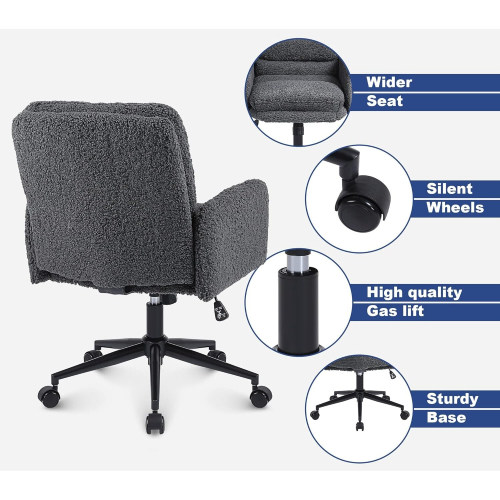 Office Chairs Faux Cashmere Adjustable ComfortableFaux Fur Dark Grey 1