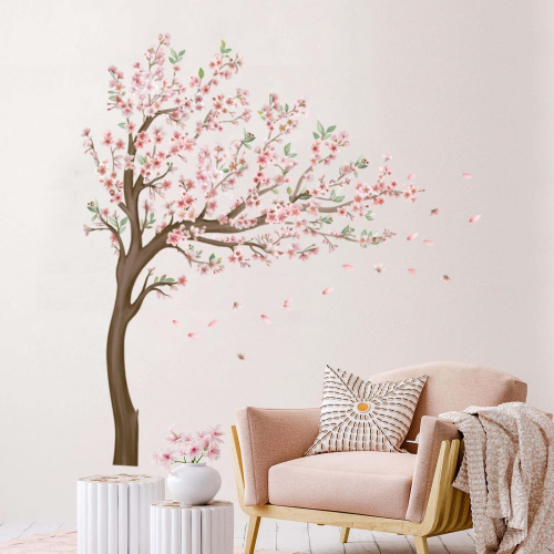 Blossom Tree Pink Flowers Wall Sticker Peach Tree Floral Peel and Stick ...