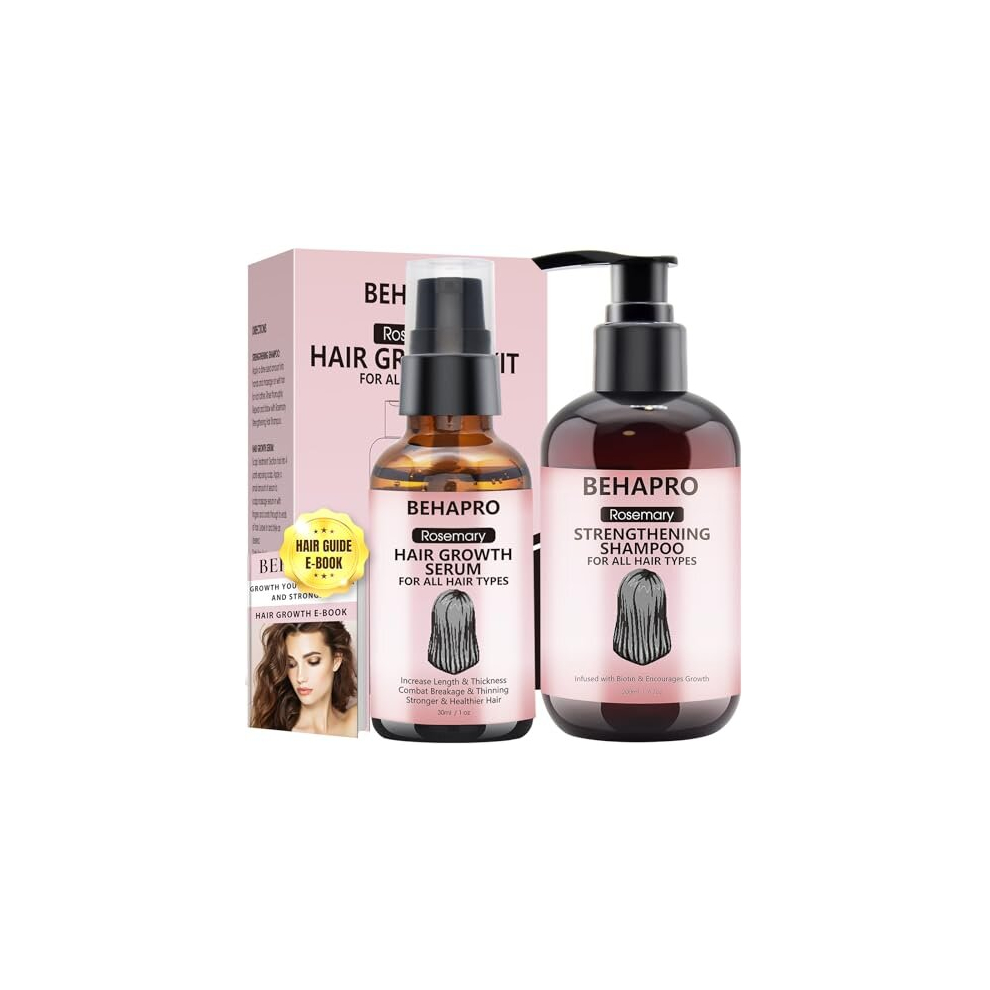 Behapro Rosemary Oil For Hair Growth,W/Hair Growth Serum,Hair Growth Shampoo,Diluted Rosemary Oil Biotin Castor Oil & Argan Oil For Hair Loss Care Treatment