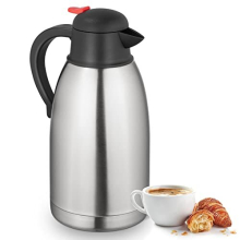 2L Thermos Flask, Double Walled Vacuum Insulated Carafe Jugs, Stainless Steel Beverage Pot with Press Button for Hot & Cold Water, Coffee, Tea and
