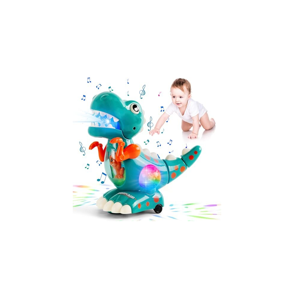 Baby Toys Crawling Walking Dinosaur Toys for Boys Baby Musical Toy Automatic Moving Dino Sensory Toys Sound Toys Birthday Present Dino Gifts for Kids