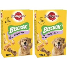 Pedigree Biscrok - Bone-Shaped, Multi-Mix Biscuits Dog Treats, Twin Pack, 2 x 500g