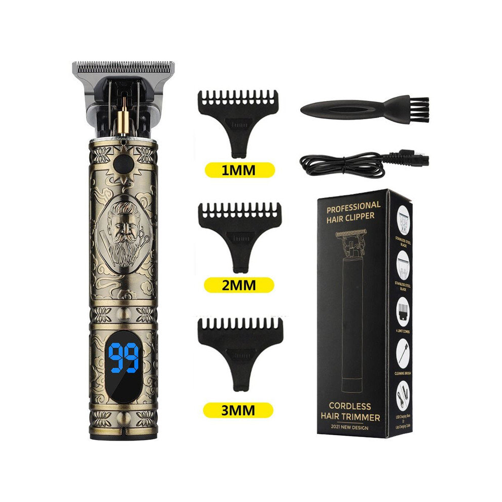 (Digital man) T9 Hair Clipper Digital Disply Three Speed Head Electric Push Oil Head Electric Push Salon 1200mah Shaver Hair Clipper