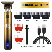 (Digital Golden) T9 Hair Clipper Digital Disply Three Speed Head Electric Push Oil Head Electric Push Salon 1200mah Shaver Hair Clipper