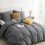 Imperial Rooms (Grey, Double (200 x 200 cm)) Plain Duvet Quilt Cover 3PC Reversible Bedding Set 12