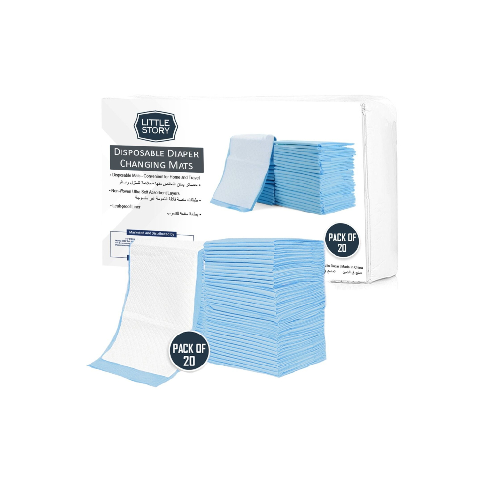 Disposable Diaper Changing Mats - Pack Of 20Pcs Easy To Change Nappy, Waterproof Material Blue
