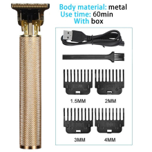 (Metal gold) 2023 Vintage Body T9 Cordless Electric Shaver Hair Cutting Machine For Man Hair Clipper Barber Beard Trimmer USB