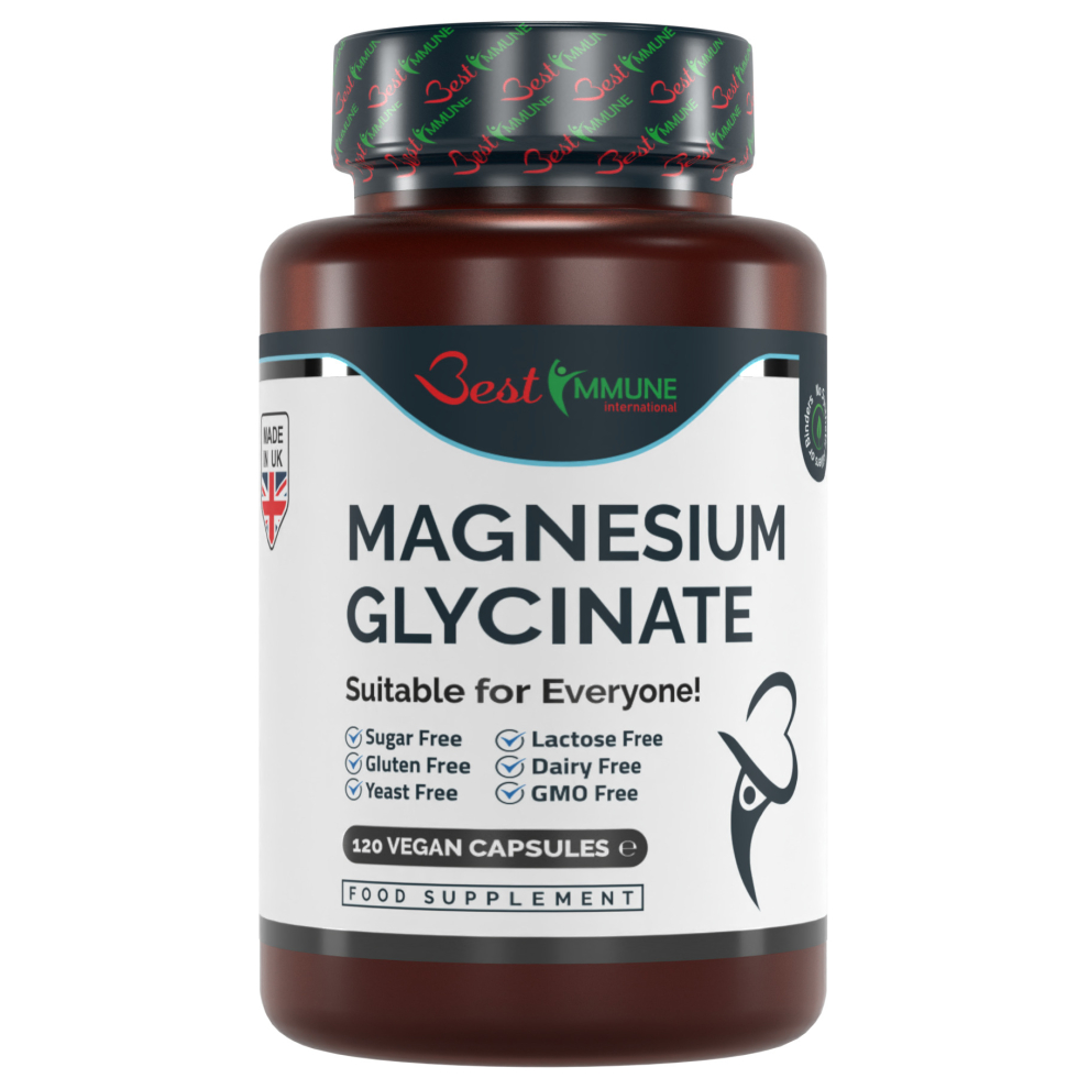 Natural Magnesium Glycinate 1000mg per Serving Premium Quality Ideal Strength 120 Vegan Capsules Highest Bioavailability