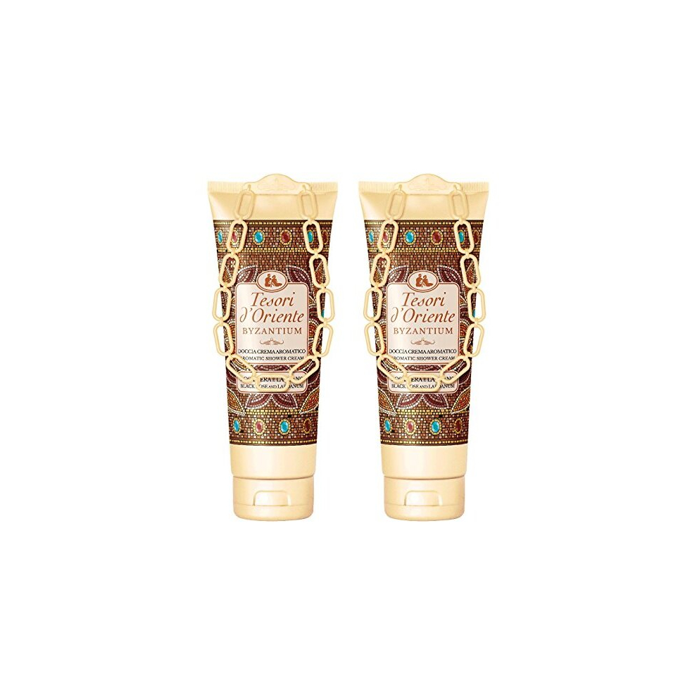 Tesori D'oriente Cream/Black Tesori D'oriente:"Byzantium" Aromatic Shower With Rose And Labdanum 8.45 Fluid Ounce (250Ml) Tubes (Pack Of 2) [ Italian Import ]