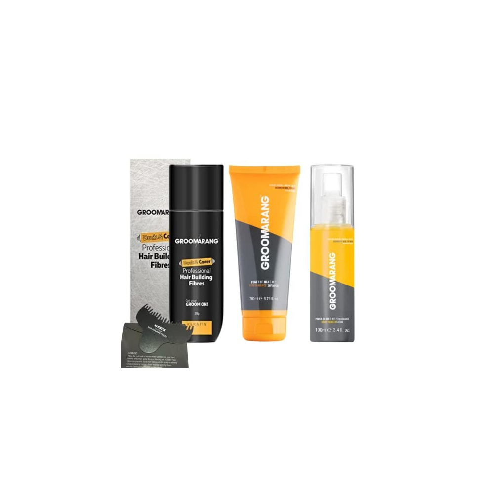 Groomarang Hair Fibres Keratin Hair Building Fibres For Thinning Hair - Instantly Conceals Thinning Areas For Fuller Thicker Hair- For Men & Women 28G