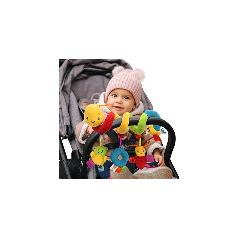 Spiral Wrap-Around Baby Pram Toys | Velvet Spiral Baby Interactive Hanging Car Seat Toy, Ideal for Buggy, Pram, Pushchair, Stroller, Car Seat or Cot |