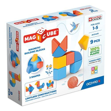 201BLME Magicube 1+ Shapes-Magnetic Blocks for Kids,Red, Orange and Blue, 9 Pieces