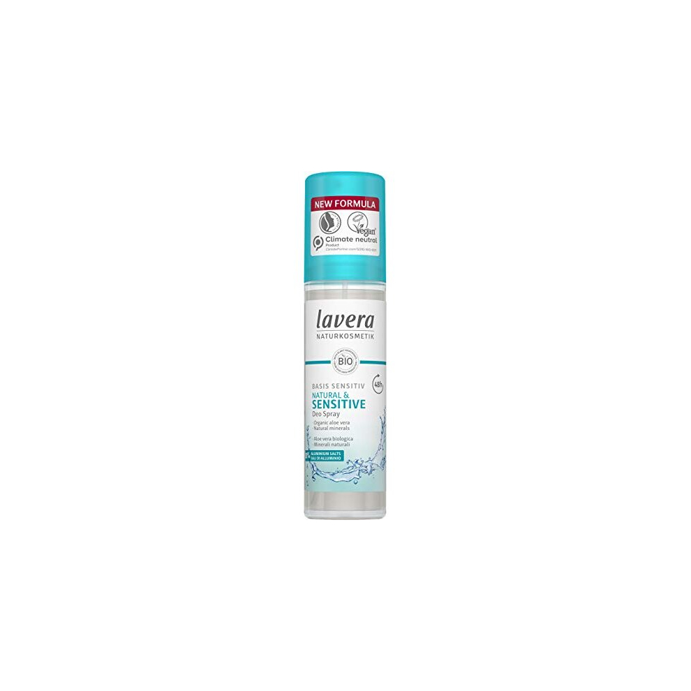 Lavera Basis Sensitiv Natural & Sensitive Deo Spray - Natural & Sensitive Deo Spray With Organic Aloe Vera & Natural Minerals - 48 Hours Reliable Protection