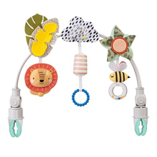 Savannah Baby Pram Arch. Activity Travel Arch with 3 Sensory Hanging Toys. Toy Bar Fits Strollers & Car Seats. Large Adjustable Clips. Foldable.