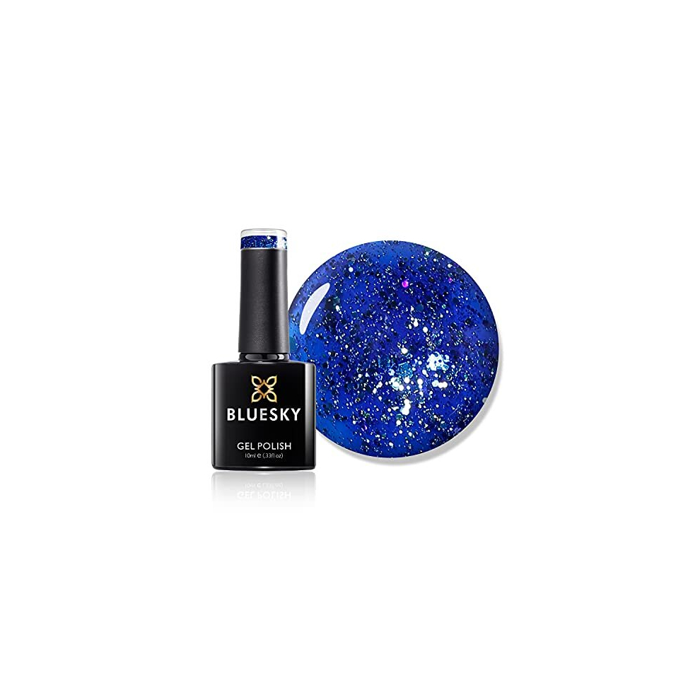 Gel Nail Polish, Deep Royal Blue Blz02, Bright, Glitter, Long Lasting, Chip Resistant, 10 ml (Requires Drying Under UV LED Lamp)