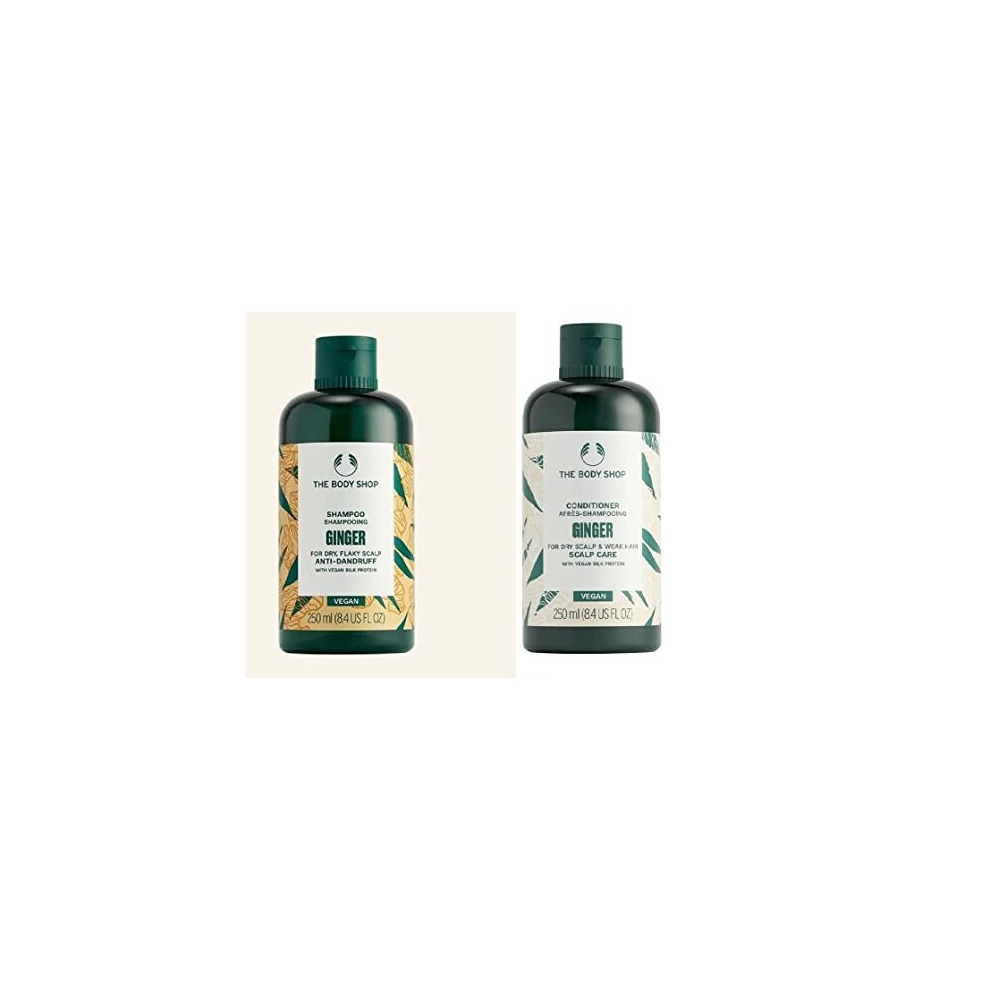 The Body Shop Ginger Shampoo Conditioner Set 250Ml Each Vegan New Formula Itchy Scalp Anti Dandruff