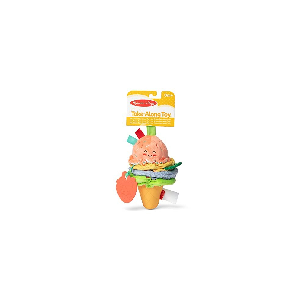 Ice Cream Take-Along Clip-On infant toy with sound and vibration - Early development & activity toys - Soft play food baby toys 0 months plus - Baby