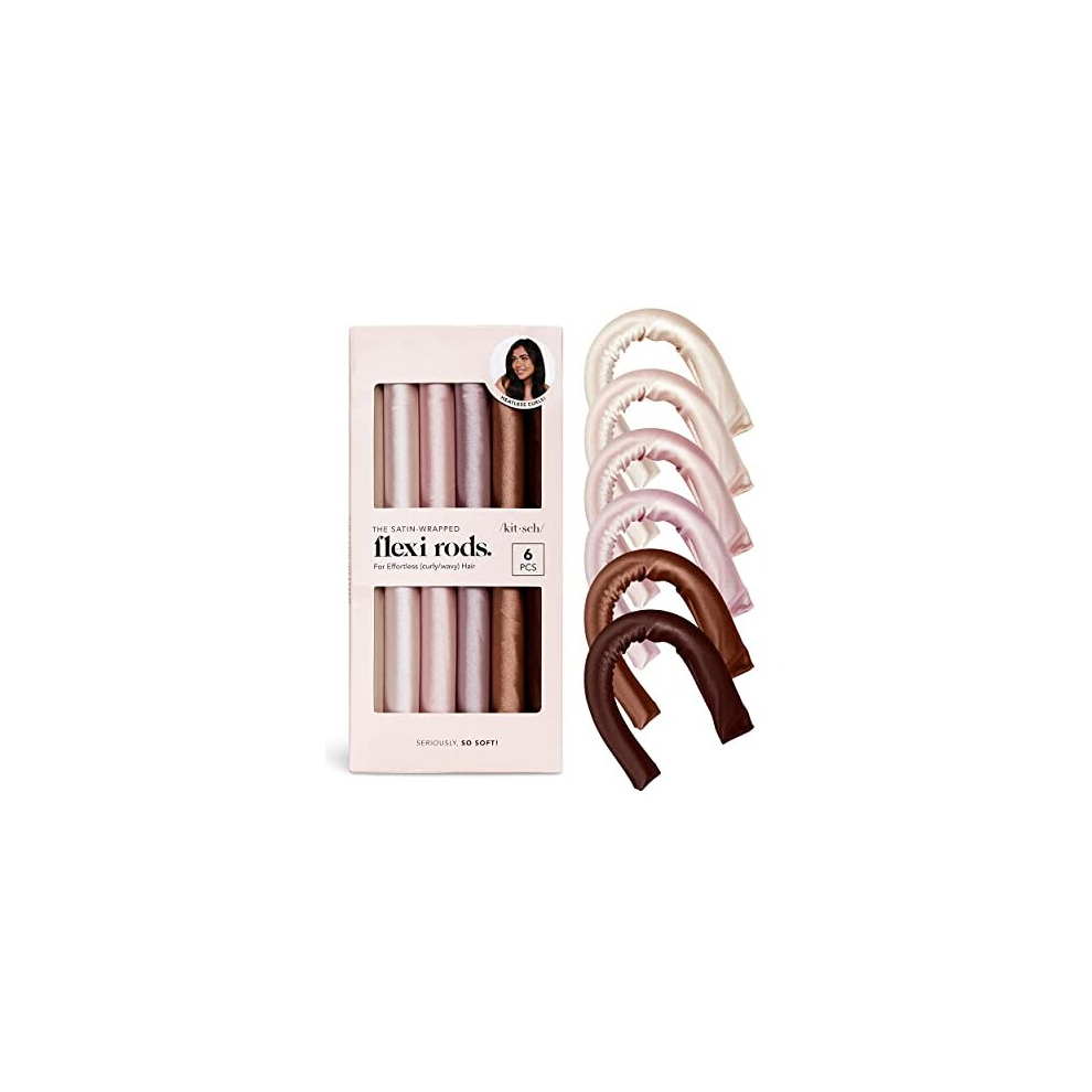 Kitsch Heatless Hair Curler - Satin Covered Heatless Hair Curlers For Long Hair | Flexi Rods For Heatless Curls For All Hair Types | Hair Curlers To Sleep In