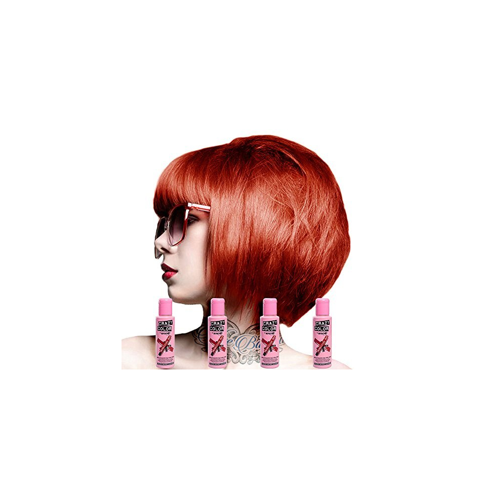 Crazy Color Red Semi Permanent Hair Dye By Renbow Vermillion No.40 (100Ml) Box Of