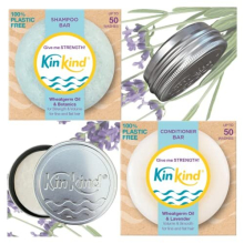 KinKind STRENGTH Reis Shampoo und Conditioner Bars. Bis zu 50 Wäschen. Reise Set mit 2 festen Shampoo Dosen