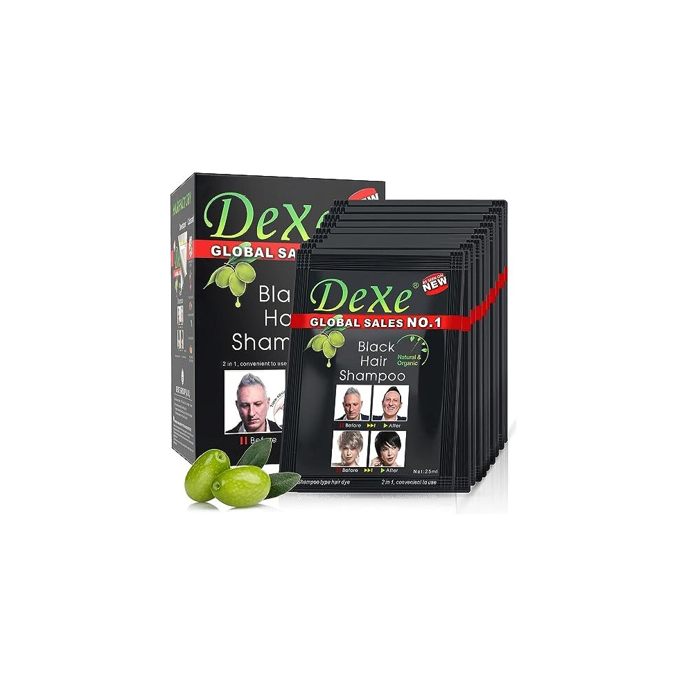 Black Hair Shampoo-Dexe Black Hair Shampoo for Natural Hair,Temporary Instant Hair Dye Maintain for Men and Women Black Color/Easy to Use/Last 30 days