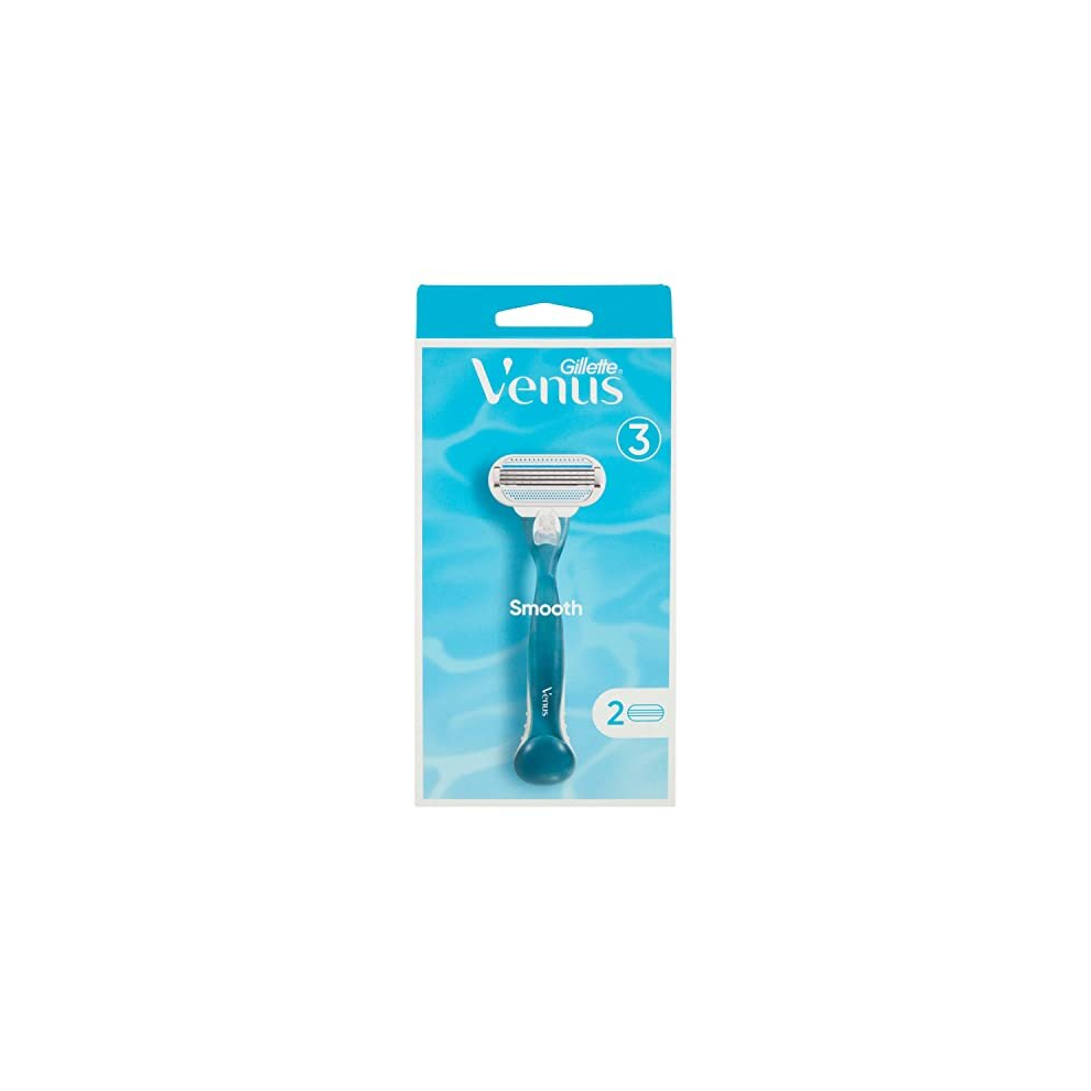Gillette Venus Smooth Women's Shaver With 2 Razor Blades, 3 Blades With Protective Pad, Current Version
