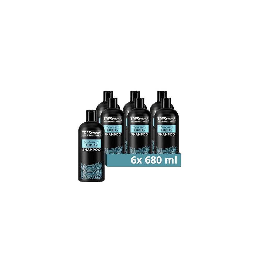 Hydrate & Purify Shampoo multipack of 6 with hyaluronic acid & white clay for greasy hair 680 ml