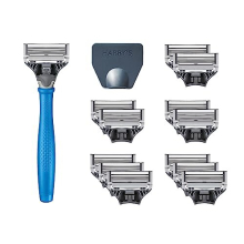 Razors for Men - Men's Razor Set with Indigo Blue Handle, 13 Razor Blade Refills, Travel Blade Cover