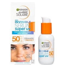 Ambre Solaire SPF 50+ Super UV Invisible Serum Moisturiser for Face, High Protection Against UVA & UVB, Sun Cream for all Skin Types, With Hyaluronic