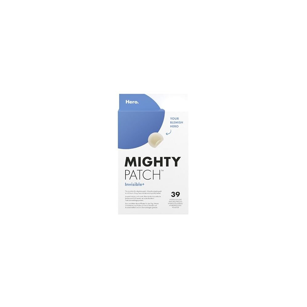 Mighty Patch Invisible+ Spot Patches by Hero Cosmetics, Daytime Acne Treatment, Clear Spot Remover Hydrocolloid Patches, Anti Acne Dots, Spot