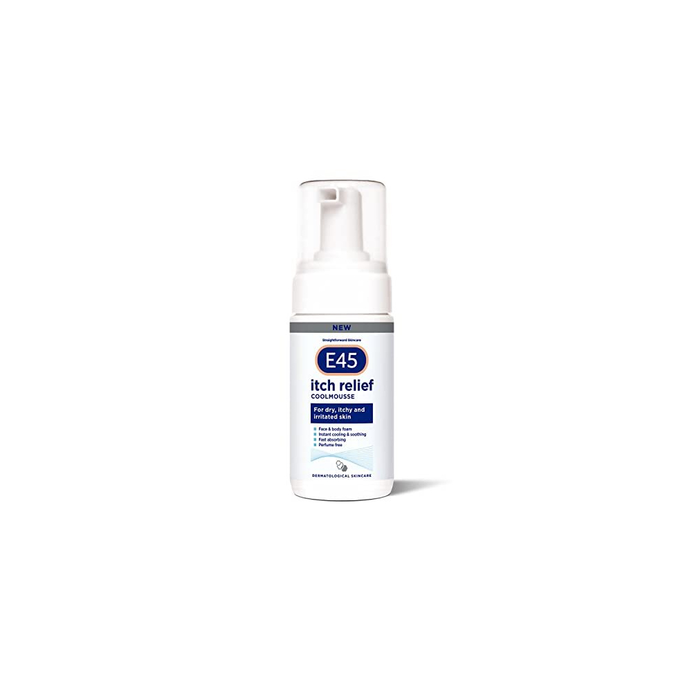E45 Itch Relief Coolmousse For Eczema 100Ml - Perfume-Free Cooling Foam To Soothe Dry, Itchy Skin (Face & Body)