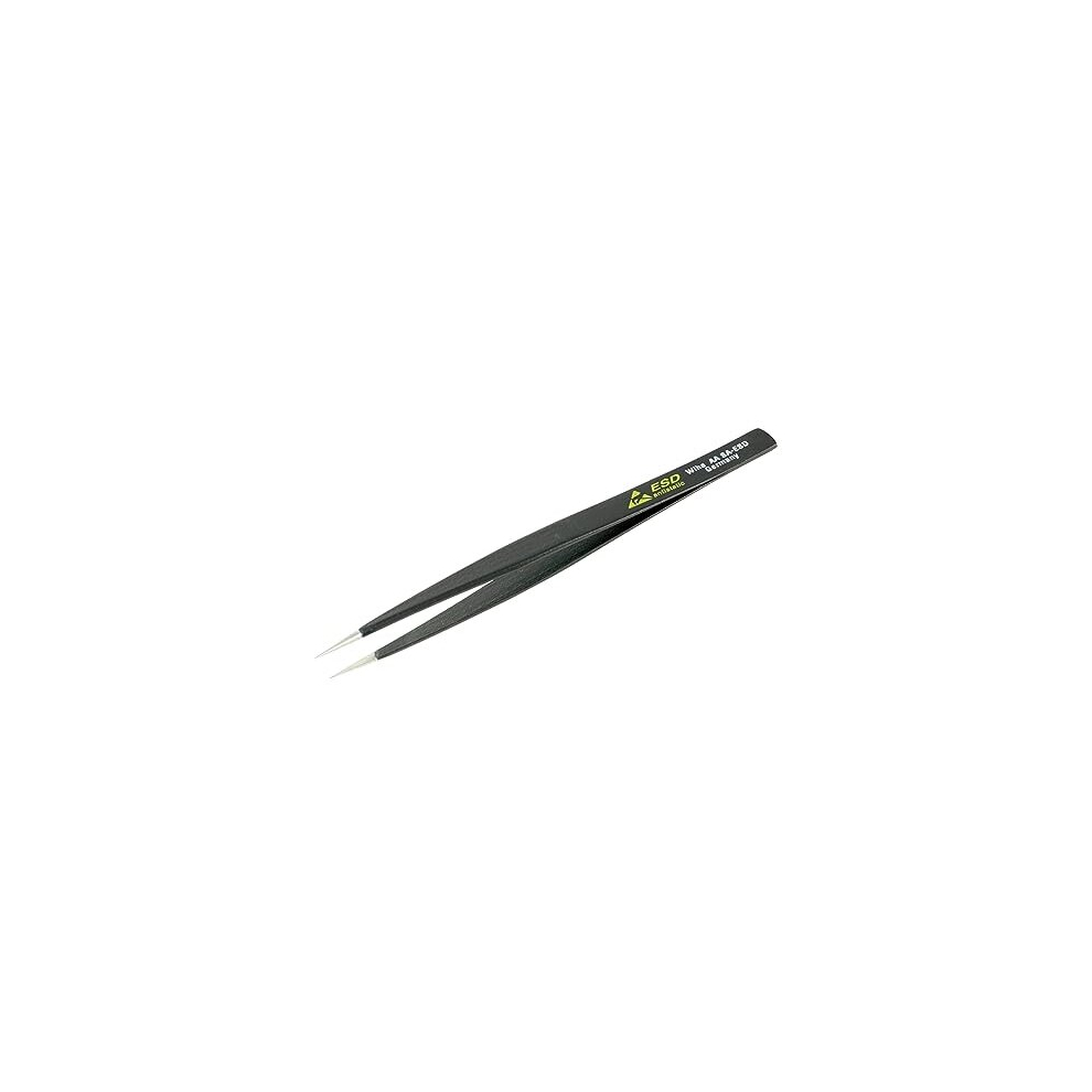 Wiha 44501 Stainless Steel Fine Point Professional Esd Precision Tech Tweezer With Static Dissipative Grip And Hypo Allergenic, 130Mm Overall Length