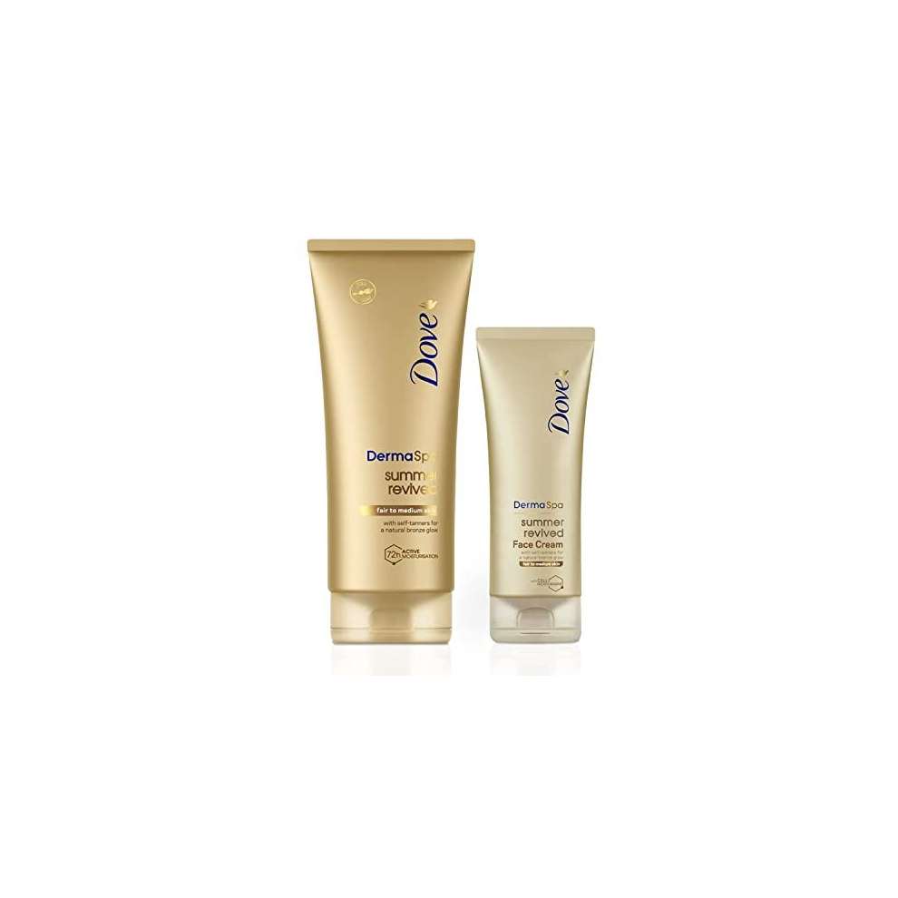 Dove Derma Spa Body Lotion, 200Ml With Face Summer Revived Fair To Medium, 75Ml, 2 Piece Set Cream