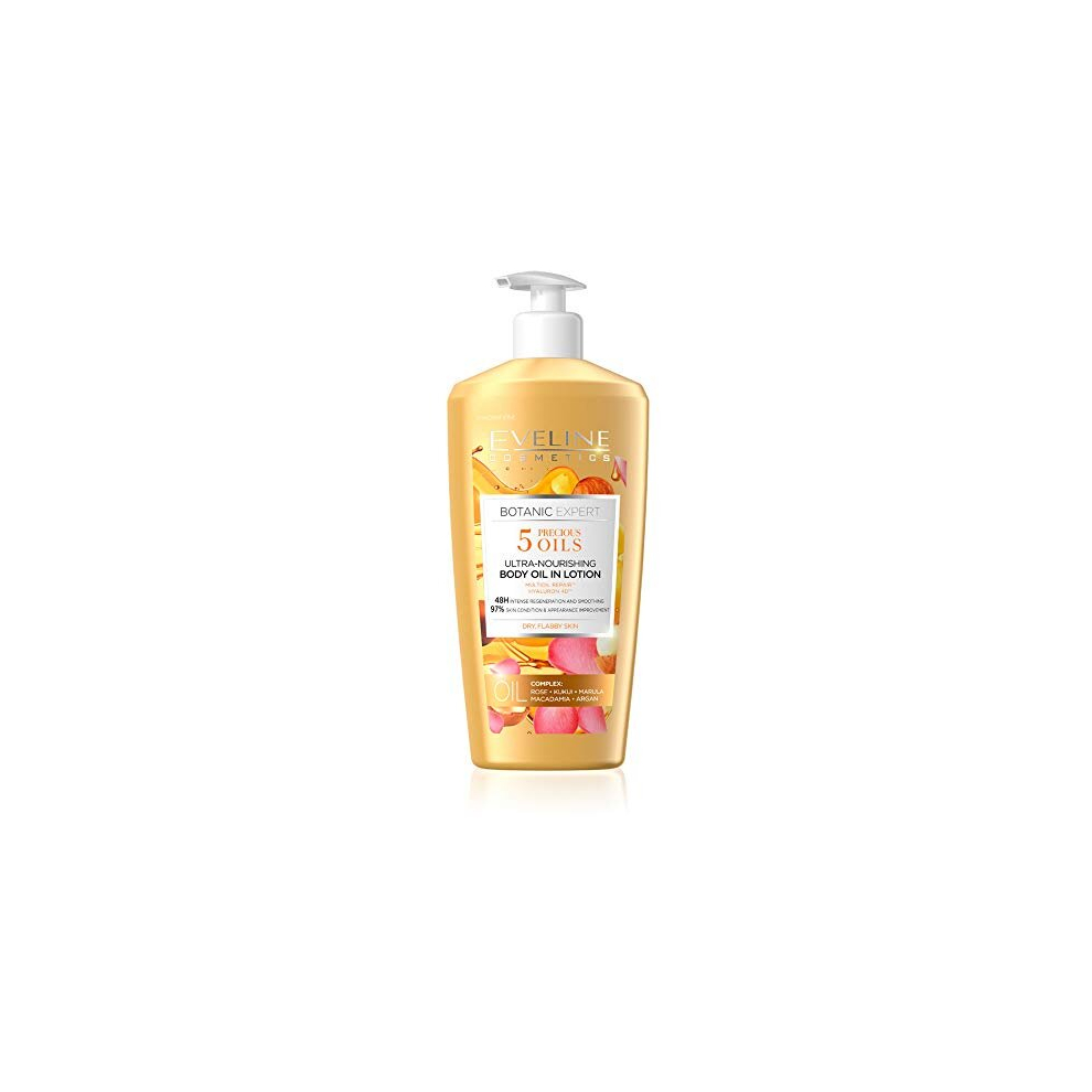 Eveline Cosmetics Botanic Expert Ultra-Nourishing Body Oil In Lotion For Women | 350 Ml | Skin Care Moisturising Body Lotion | Fast-Absorbing Non-Sticky Formula |