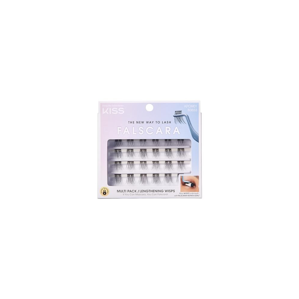 Kiss Falscara Wisps Multipack, Style 01, Reusable Featherlight Eyelash Lengthening Wisps