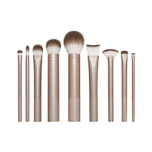 Au Naturale Makeup Brush Kit, For Foundation, Powders, and Concealers, Premium Quality Face Brushes, 9 Piece Set, Gold