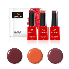 Gel Nail Polish Set, Autumn Leaves, Blast From The Past Aw1807, Cinnamon Roll Bp27, Pumpkin Spice Bp01, 3 x 5 ml Dark Pink, Red, Deep Red, Orange