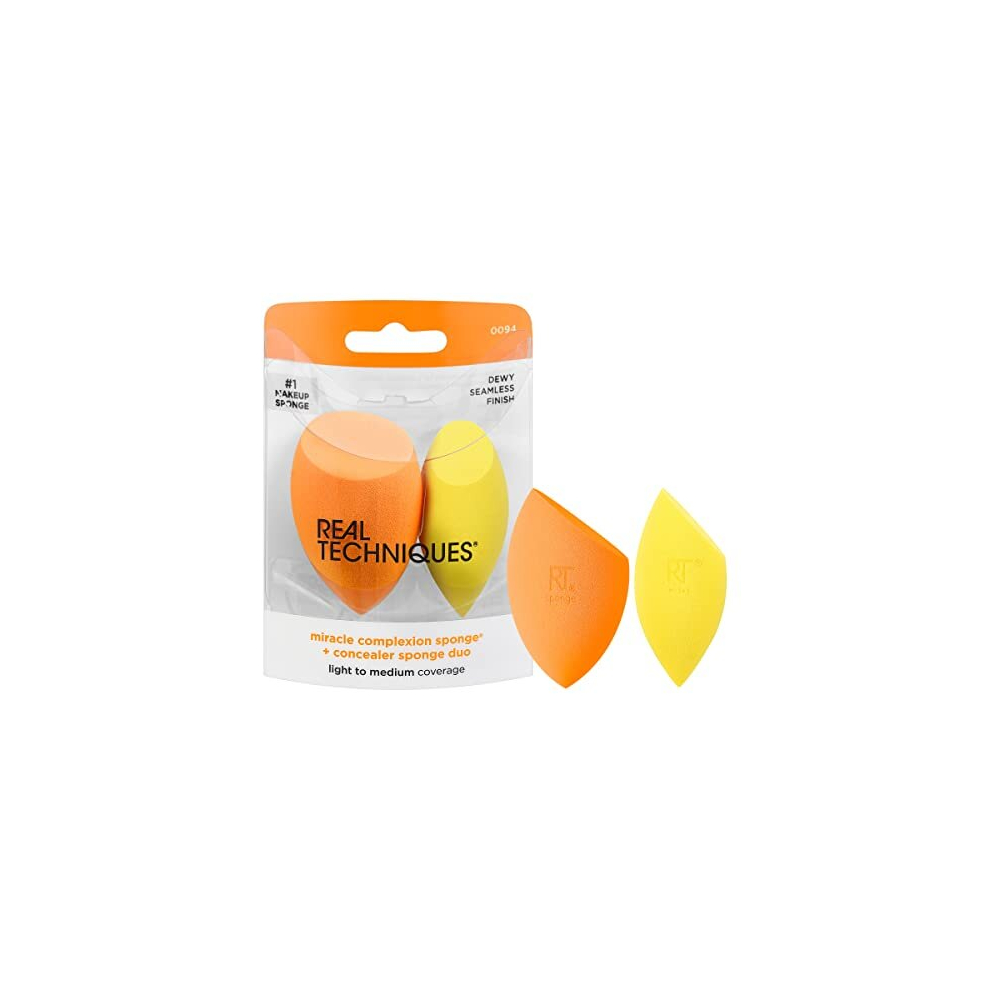 Miracle Complexion Sponge + Concealer Sponge Duo, Makeup Blending Sponges For Foundation & Concealer, Offers Light To Medium Coverage, Natural, Dewy