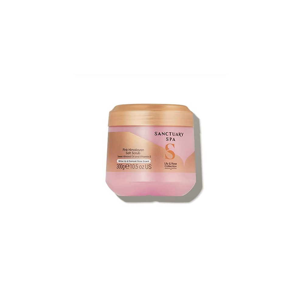 Lily and Rose Salt Body Scrub, Exfoliating Pink Himalayan Salt with Vitamin E and Almond Oil, Vegan and Cruelty Free, 300g