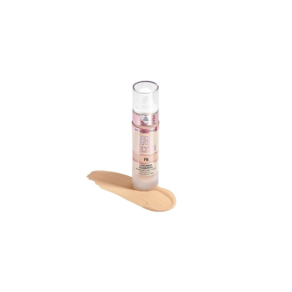 Revolution Beauty London IRL Filter, Longwear Foundation, Medium to Full Coverage, Matte Finish, 16 Hour Wear, F6, Light/Medium Skin tones, 23ml - Image 3