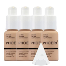 Phoera Foundation Full Coverage Makeup Set - 24hr Long Lasting Oil Control - Soft Smooth Matte Flawless Concealer Cream - Inc x4 30ml Foundation &