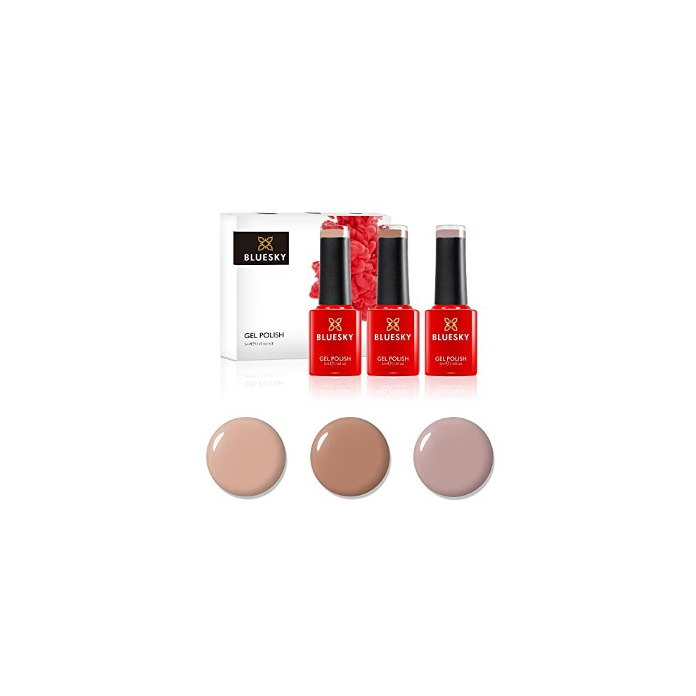 Gel Nail Polish Set, AW21, Autumn and Winter 2021 Collection, Set 2, Nude Pink, Peach, Light Brown, Long Lasting, Chip Resistant, 10 ml (Requires
