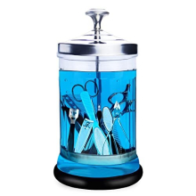 Barber Disinfectant Jar, 21 Oz Manicure Sterilizing jar with Removable Basket, Manicure Disinfecting Jar for Nail Tool, Glass Salon Disinfecting Jar