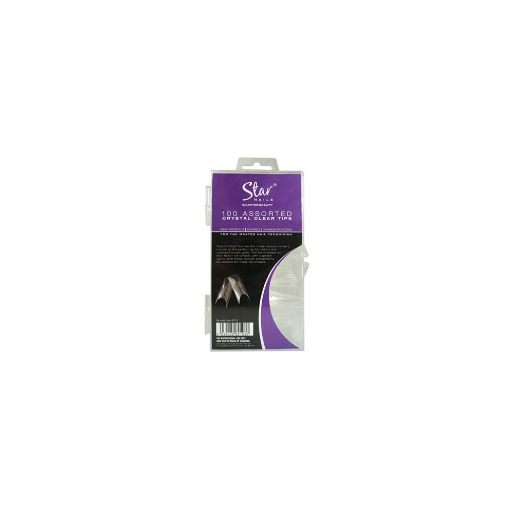 Star Nails Crystal Clear Tips 100 Assorted - Pack Of 100
