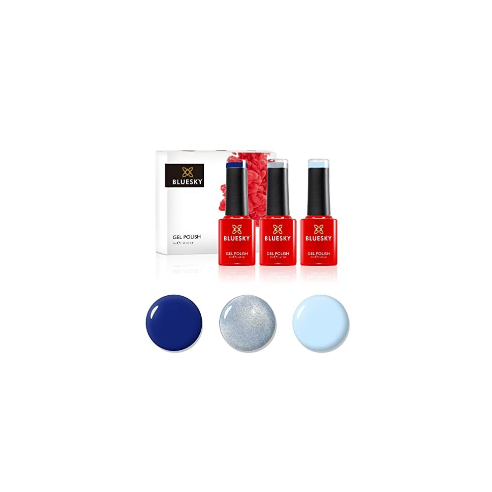 Gel Nail Polish Set, Bestselling Blues, Navy Seals A024, Creekside 80596, Prince Charming Ch05, Blue, Navy 3 x 5 ml (Requires Curing Under UV or LED